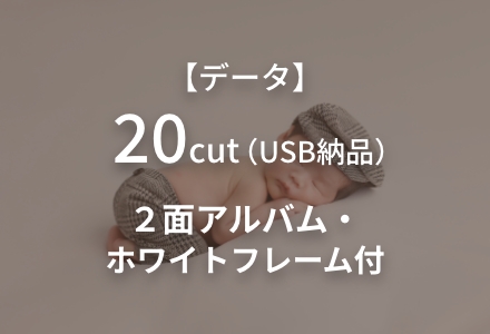 ニューボーンプラン データ20cut（USB納品）2面アルバム・ホワイトフレーム付